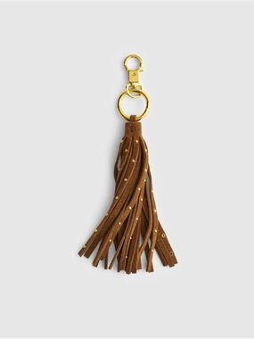 Madewell NWT Studded 100% Leather Tassel Bag Charm Dried Acorn $55